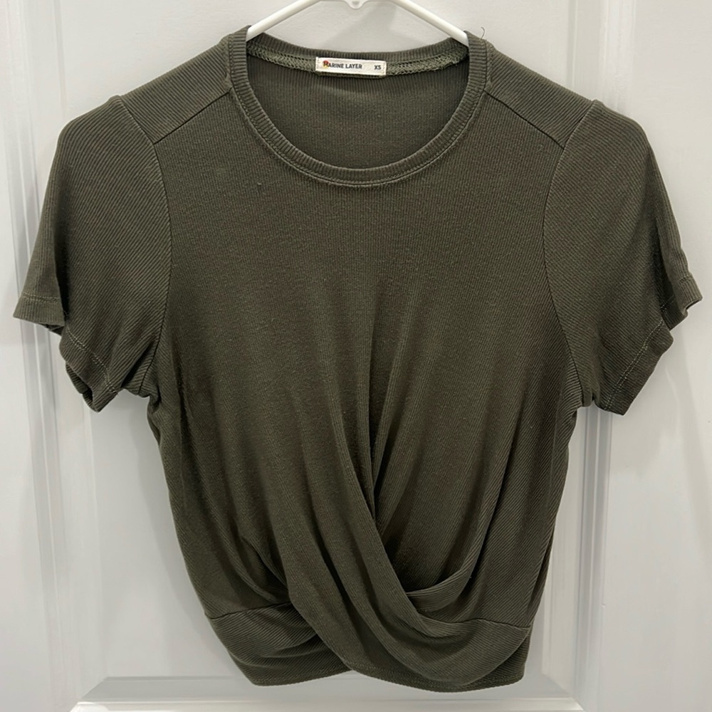 MARINE LAYER Olive Green Twist Front Top SIZE XS